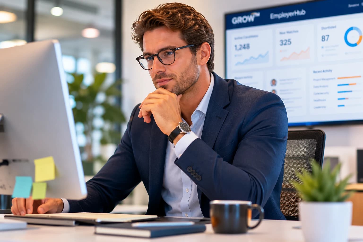 An employer managing workplace opportunities and hiring activity